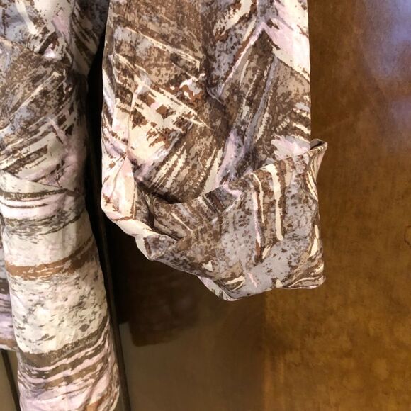 BCBG Max Azria Brown V Neck Blouse w/ Tie Detail and Exposed Zipper size Small - Picture 8 of 12